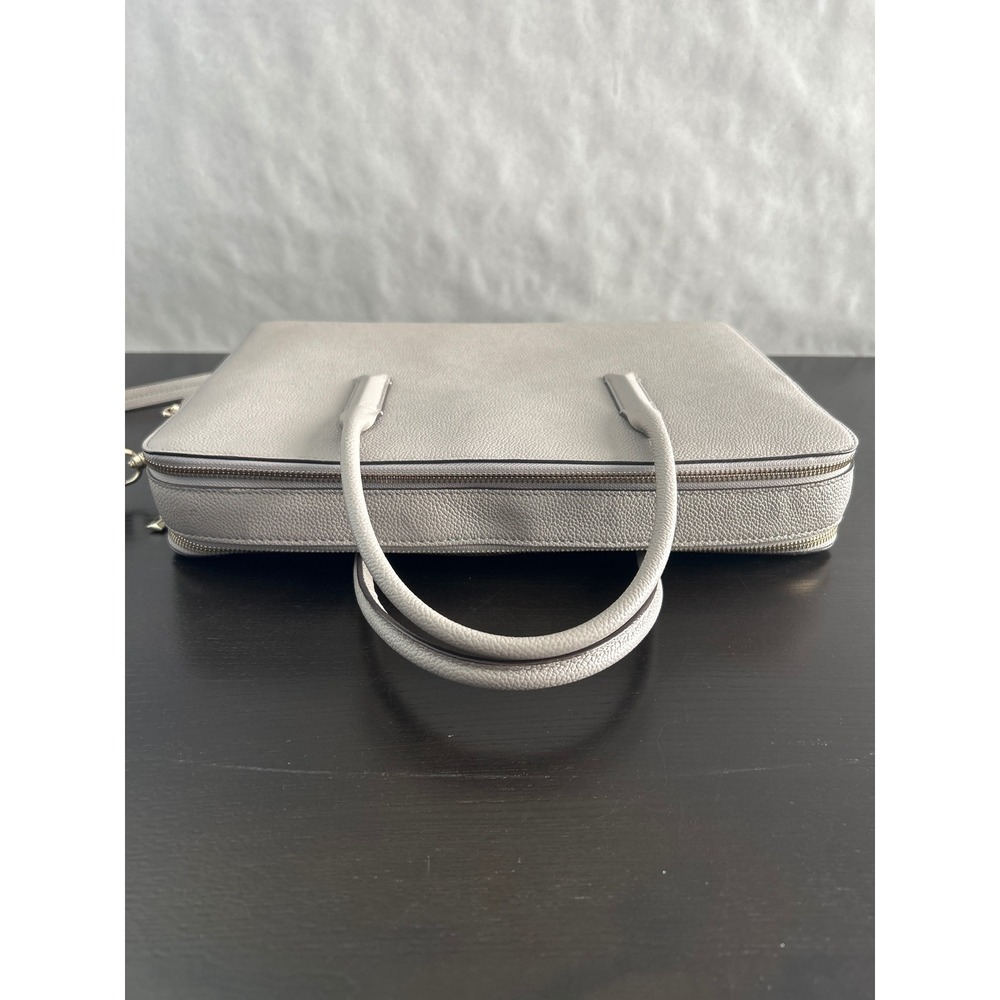 Kate Spade Grey Pebbled Leather Laptop Bag Briefcase Crossbody Messenger Bag - Picture 3 of 12